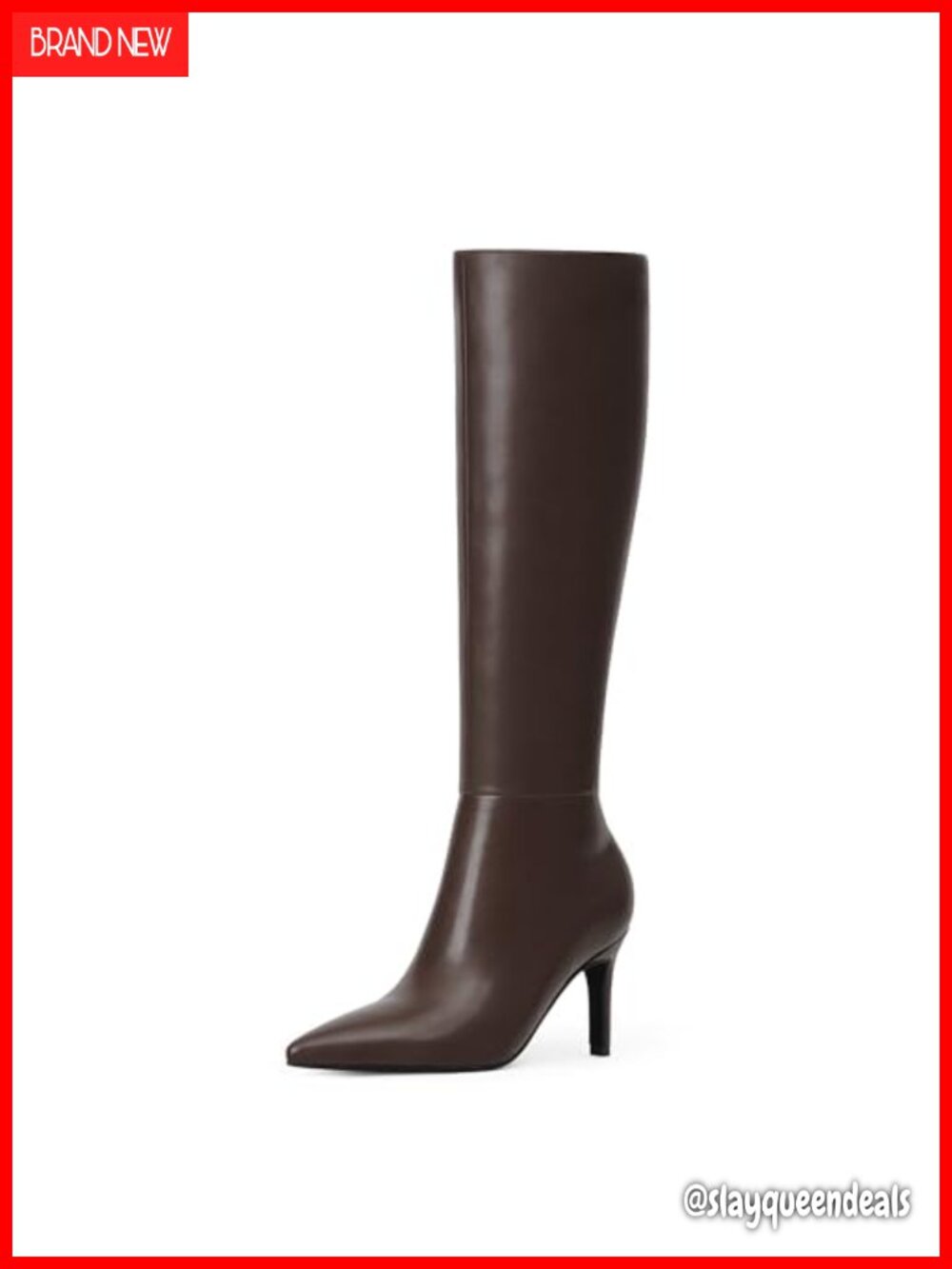 Pointed Toe Stiletto Heel Knee High Boots Faux Leather Tall Boots